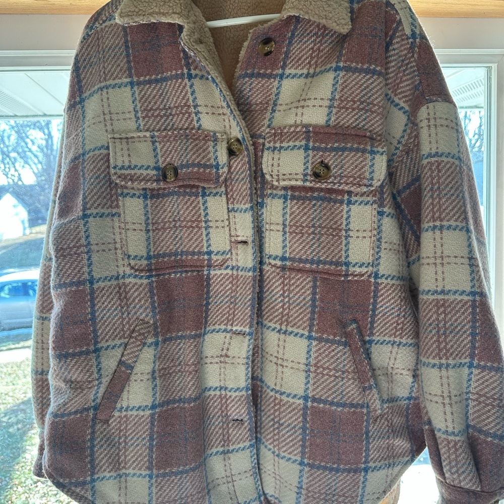 Plaid Women's Jacket with Sherpa Lining